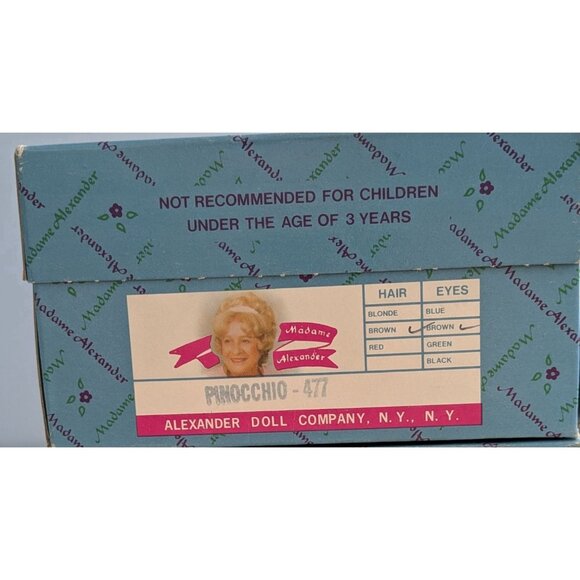 Madame Alexander Pinocchio Doll 8" Red Bow tie Disney Stand Original Box - Picture 2 of 12